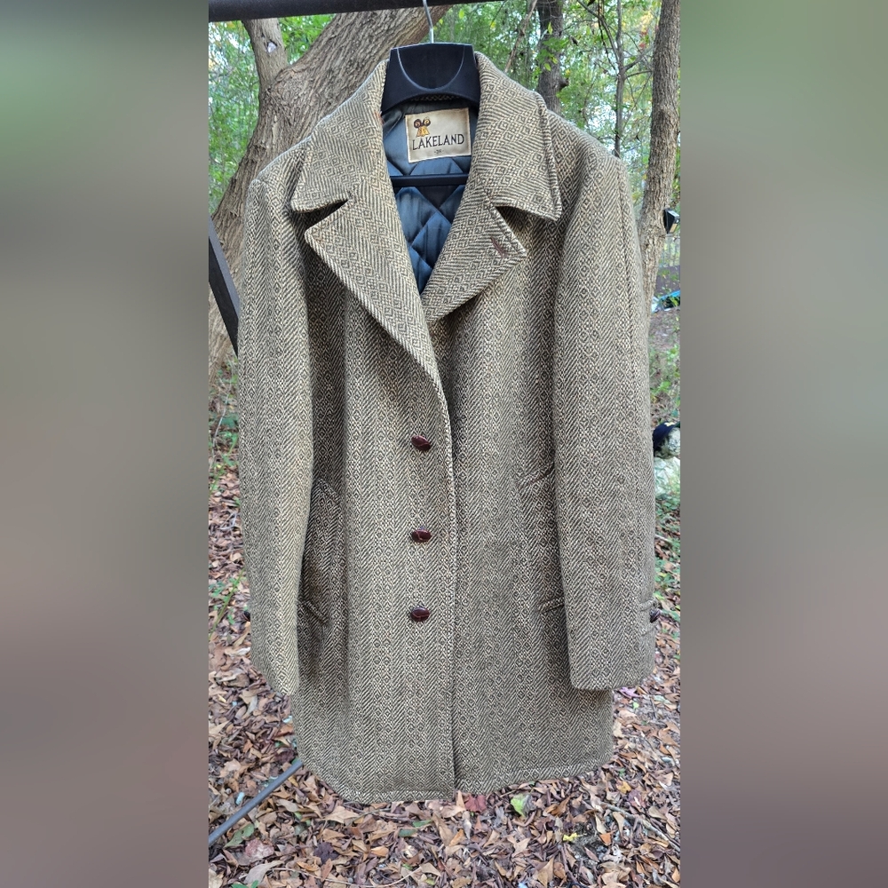 Vintage Mens Lakeland Tweed Wool Jacket Overcoat Sz 38